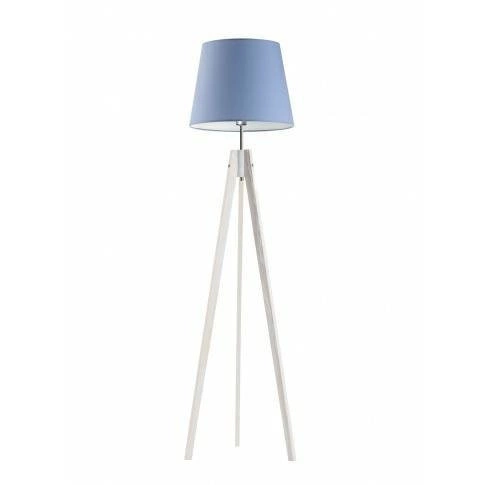 Lampa podłogowa ARUBA abażur niebieski stelaż biały