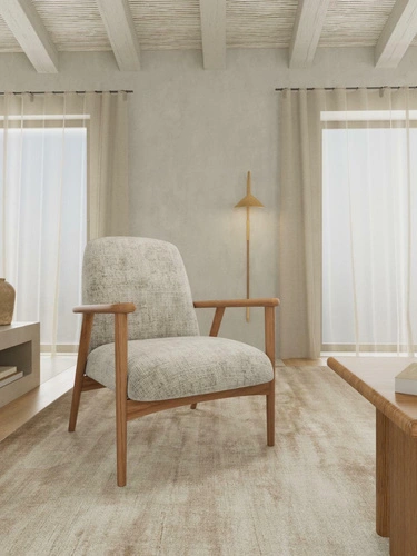 Fotel wypoczynkowy Auckland beżowy skandynawski aksamitny do salonu