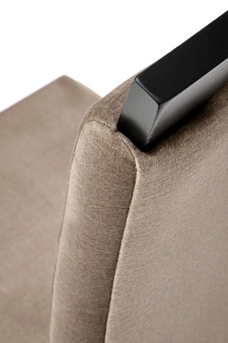 Krzesło tapicerowane welur Alabama beżowe do jadalni i salonu na czarnych drewnianych nogach