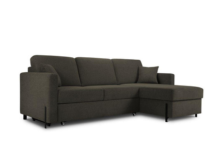 Narożnik z funkcją spania Gabriel Dark Grey Structured Fabric prawostronny