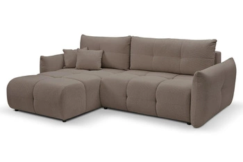 Nowoczesny narożnik z funkcją spania lewy do salonu Bode cappucino z pojemnikiem