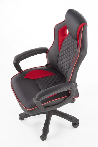 Fotel gamingowy ergonomiczny Fabi Intesi czarno-czerwony skórzany obrotowy do biurka