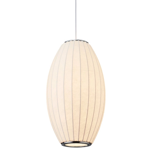 Lampa wisząca SILK BARREL biała 60 cm nowoczesna regulowana do salonu i jadalni