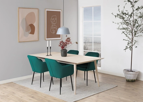 Krzesło do jadalni tapicerowane welur Emilia Actona butelkowa zieleń z podłokietnikami glamour