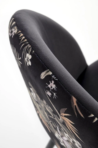 Krzesło tapicerowane welurowe Sarah czarne do jadalni nowoczesne na metalowych nogach Intesi