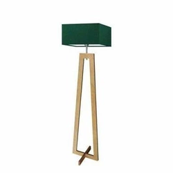 Lampa podłogowa JAWA abażur zieleń butelkowa stelaż dębowy
