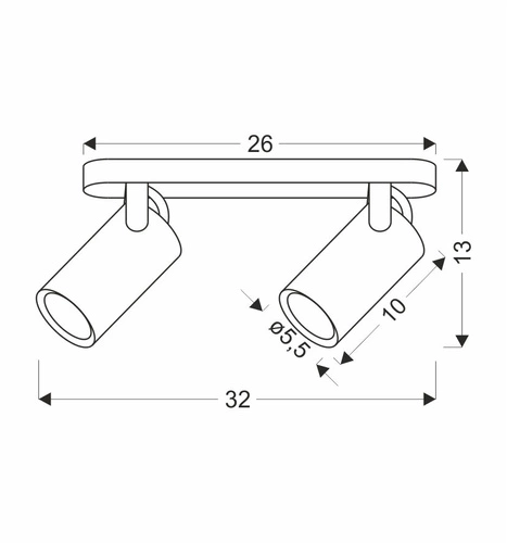Lampa sufitowa Gary listwa czarny 2x15W GU10 klosz czarny