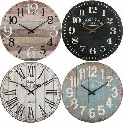 Zegar ścienny retro Alex 38 cm biały cichy do salonu i sypialni Atmosphera