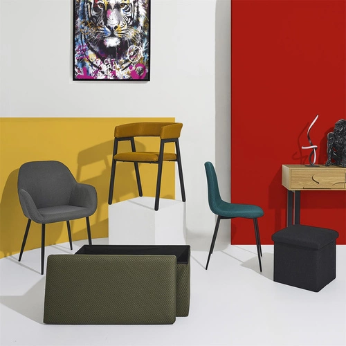 Krzesło tapicerowane Craft Intesi do jadalni i kuchni żółte nowoczesne z podłokietnikami