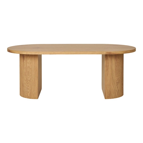 Stolik kawowy owalny Boavista drewniany skandynawski naturalny do salonu 120x60 cm Intesi