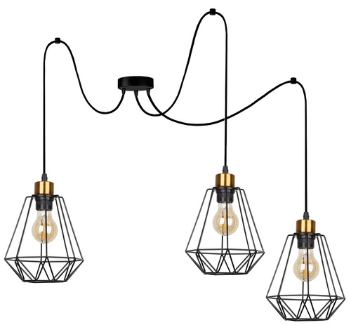 Lampa wisząca Primo czarna złota 3-punktowa loftowa do salonu kuchni jadalni