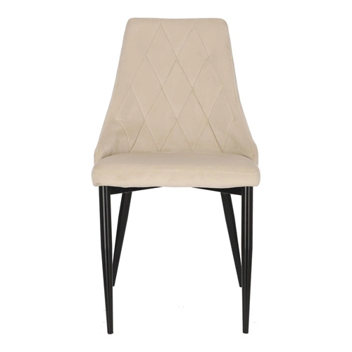 Krzesło tapicerowane Loretta velvet beżowe do jadalni i salonu nowoczesne na czarnych nogach Intesi
