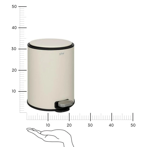 Kosz na śmieci do łazienki Delta beżowy 6l nowoczesny z wyjmowanym wkładem 5five