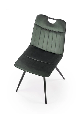 Krzesło do jadalni Vivia Intesi zielone tapicerowane welurowe nowoczesne na czarnych nogach