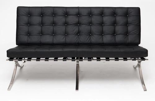 Sofa BA2 2 osobowa, czarna ekoskóra inspirowana Barcelona
