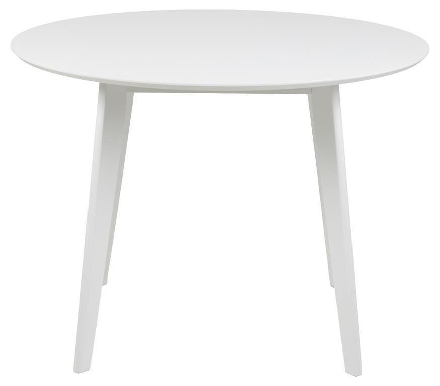 Nowoczesny okrągły stół do salonu Roxby 105 cm biały blat dąb Actona minimalistyczny
