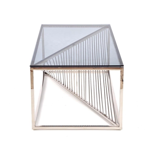 Stolik kawowy Infinity Intesi prostokątny szklany nowoczesny do salonu chrom dymiony 120x60