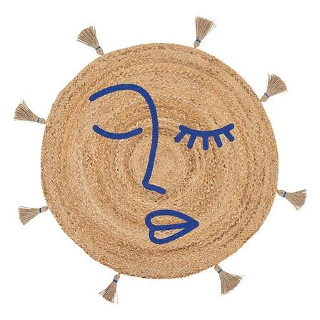 Dywan boho okrągły jutowy Soleya 78 cm z pomponami do sypialni i pokoju dziecięcego Atmosphera