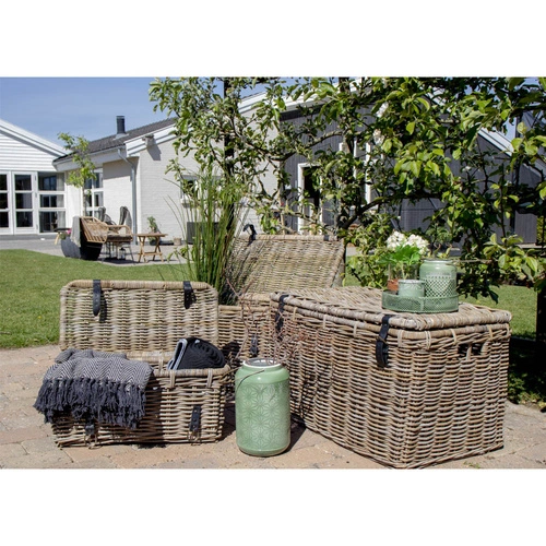 House Nordic Depok zestaw 3 koszy dekoracyjnych rattan do przechowywania koców