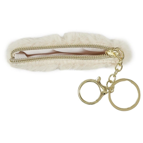 Portfelik futrzany kremowy