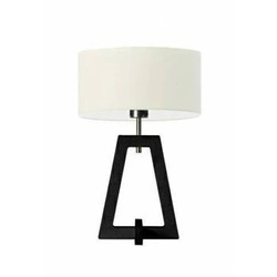 Lampka nocna do sypialni Clio LYSNE nowoczesna drewniana z abażurem ecru hebanowy stelaż 47cm