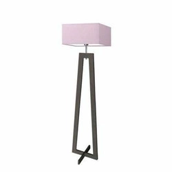 Lampa stojąca do salonu Jawa nowoczesna drewniana z abażurem fioletowym Lysne 138 cm
