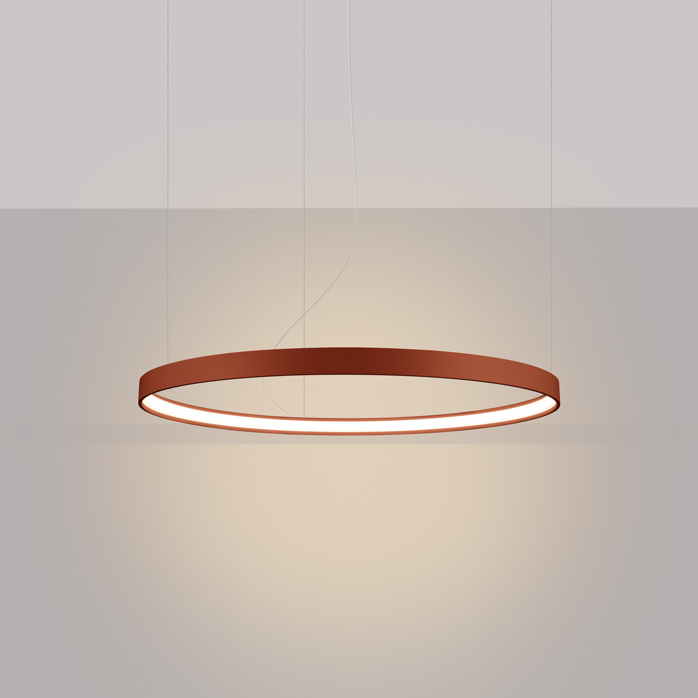 Nowoczesny żyrandol LED RIO 78 czerwony ochra regulowany do salonu lub nad stół 78 cm