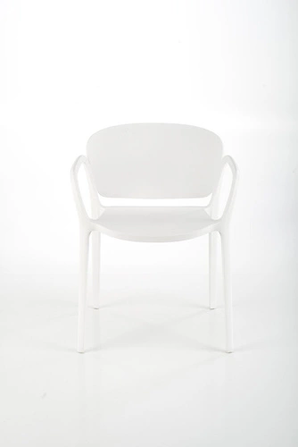 Krzesło Nadine białe do jadalni i ogrodu z tworzywa, nowoczesne, sztaplowane, z podłokietnikami