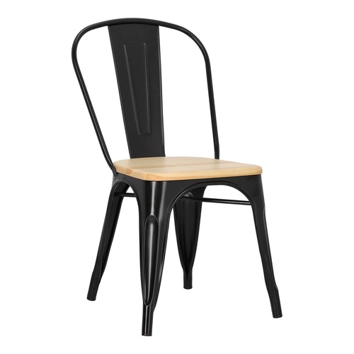 Krzesło do jadalni Paris Wood D2.DESIGN metalowe z drewnianym siedziskiem personalizowany kolor