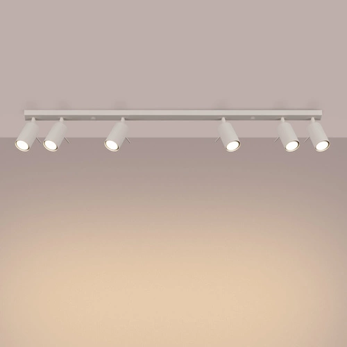 Plafon sufitowy RING 6L nowoczesny beżowy stalowy z ruchomymi kloszami do salonu