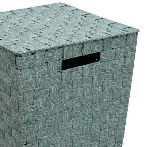 Nowoczesny kosz na pranie do łazienki Lise zielony z pokrywą i uchwytami 5five simply smart