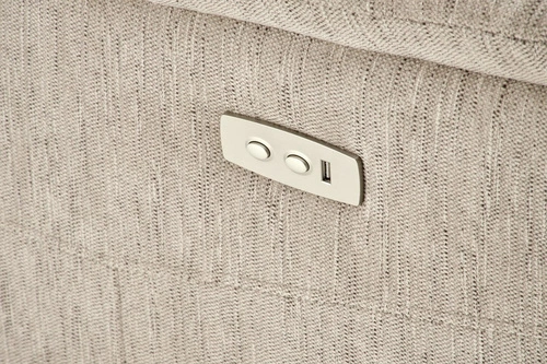 Fotel wypoczynkowy Tiala beżowy rozkładany do salonu z podnóżkiem i USB nowoczesny