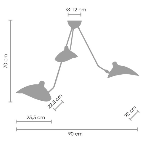 Lampa wisząca CRANE-3P czarna nowoczesna 3-punktowa do salonu nad stół 90 cm