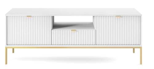 Zestaw mebli do salonu biały/złoty Delicious ryflowane fronty