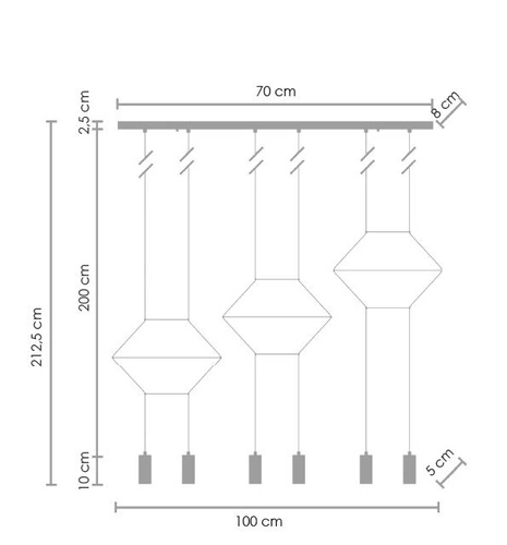 Lampa wisząca LINEA-6 LONG czarna 100 cm