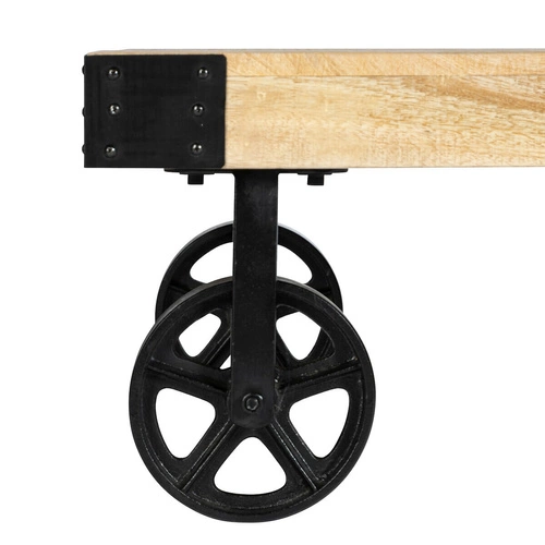 Stolik kawowy Silas mango prostokątny loftowy drewniany na kółkach do salonu 117 cm Atmosphera