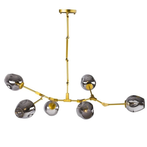 Lampa wisząca MODERN ORCHID-6 szklana złoto szara 130 cm do salonu nad stół
