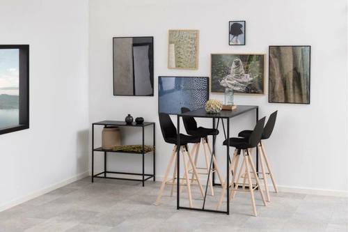 Hoker Oslo czarny skandynawski z oparciem drewniany do kuchni i wyspy 77 cm Actona