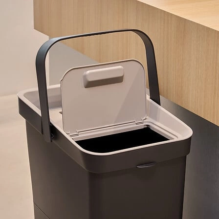 Kosz do segregacji śmieci 36L Slow czarny szary plastikowy do kuchni i biura 5five