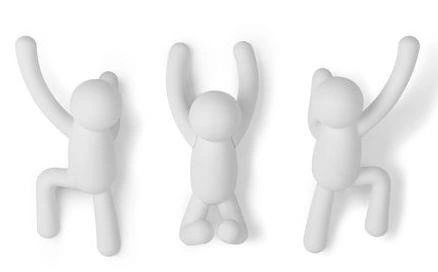 Wieszak ścienny Buddy biały Umbra nowoczesny do przedpokoju zestaw 3 sztuki