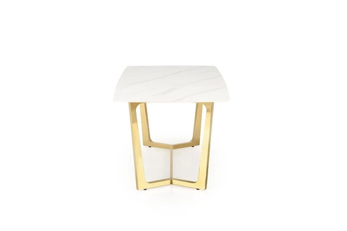 Stół do jadalni Rohs biały marmur i złoto 160x90 cm nowoczesny glamour prostokątny Intesi