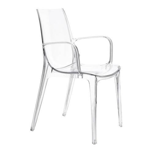 Krzesło Vanity SCAB Design transparentne do jadalni nowoczesne sztaplowane z podłokietnikami