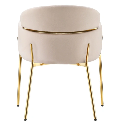 Krzesło Dreby beżowe welurowe ze złotymi nogami do jadalni salonu