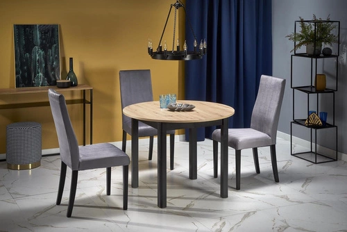 Stół okrągły rozkładany do jadalni Nigo Intesi dąb artisan czarne nogi 102-142 cm nowoczesny