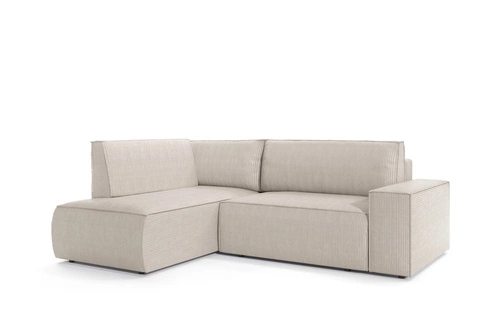 Narożnik sztruksowy z funkcją spania Molde L lewy szary do salonu nowoczesny Intesi