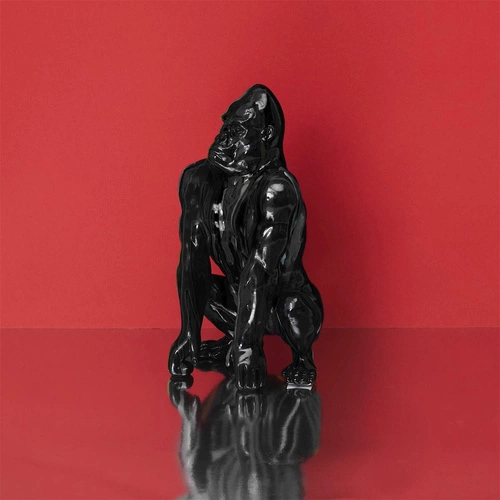 Figurka dekoracyjna Goryl czarna Intesi nowoczesna do salonu na komodę lub prezent 24 cm