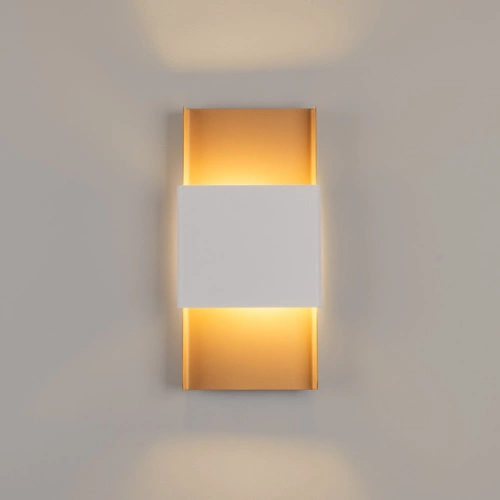 Nowoczesny kinkiet ścienny DURLIN złoty i biały SOLLUX LIGHTING do salonu i sypialni 40 cm