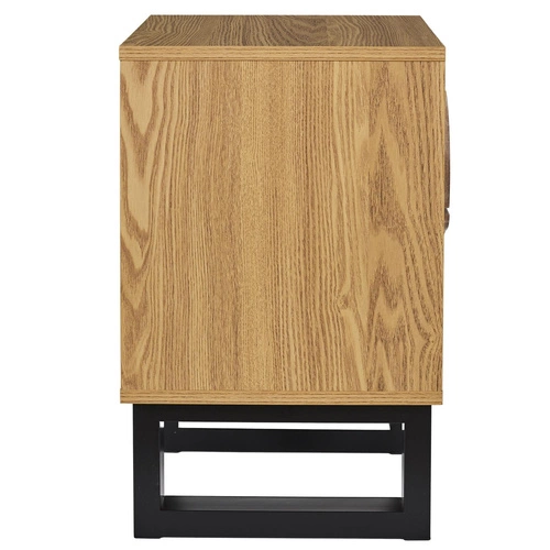 Szafka nocna Intesi Calypso 40 cm z 2 szufladami w stylu boho, naturalny dąb/czarny, elegancka i funkcjonalna do sypialni