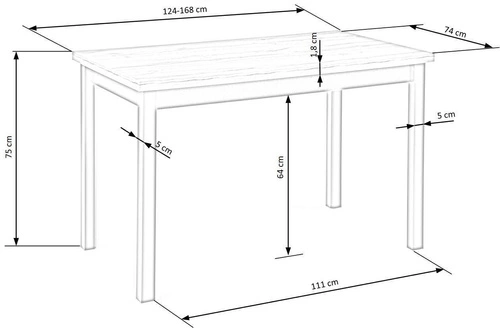 Stół rozkładany do jadalni Regie dąb wotan czarny nowoczesny loftowy 124–168 cm Intesi