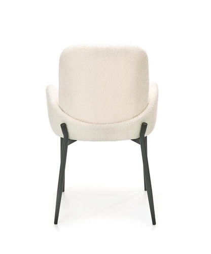 Krzesło tapicerowane Perrol boucle kremowe z podłokietnikami do jadalni nowoczesne Intesi